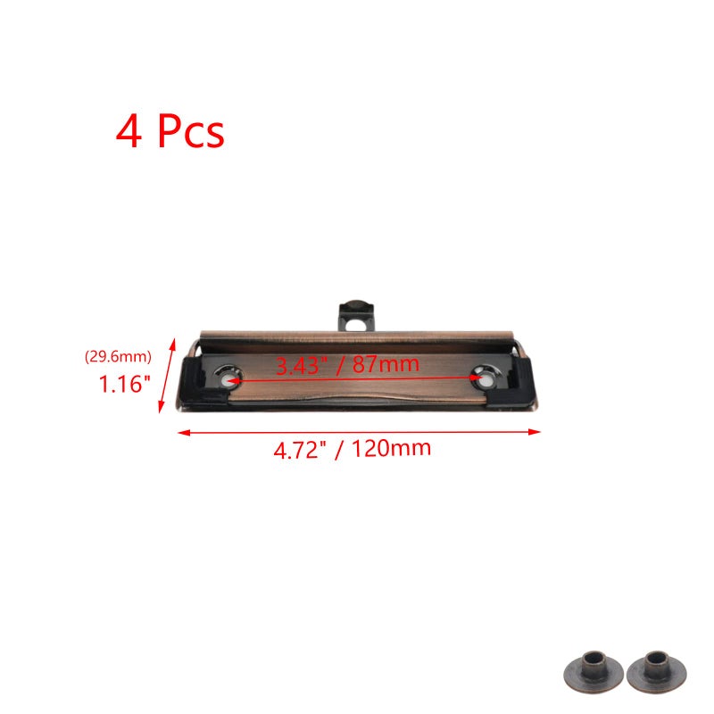 Pastlla 4Pcs Clipboard Clips 4.72"" Metal Mountable Clipboard Clamp Hardware with Rubber Grip & Hanging Hole to Create Low Profile Clipboards  Document File Board  Office Supplies (Red Bronze) - Image 2